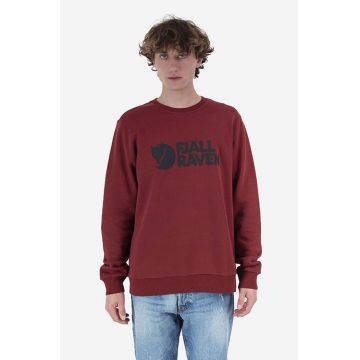 Fjallraven hanorac de bumbac Logo Sweater bărbați, culoarea roșu, cu imprimeu F84142-345