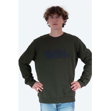 Fjallraven hanorac de bumbac Logo Sweater bărbați, culoarea verde, cu imprimeu F84142