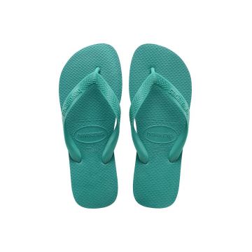 Havaianas slapi Top femei, culoarea verde, cu toc plat