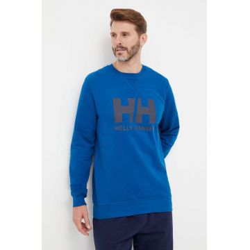 Helly Hansen hanorac de bumbac bărbați, culoarea bleumarin, cu imprimeu 34000