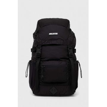 Hollister Co. rucsac barbati, culoarea negru, mare, neted