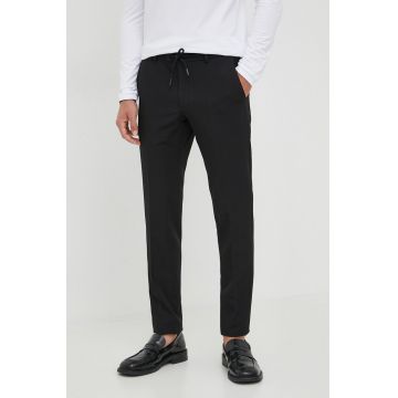 Karl Lagerfeld pantaloni barbati, culoarea negru, drept