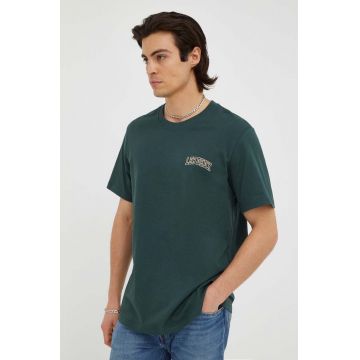 Les Deux tricou din bumbac culoarea verde, cu imprimeu