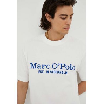 Marc O'Polo tricou din bumbac culoarea bej, cu imprimeu