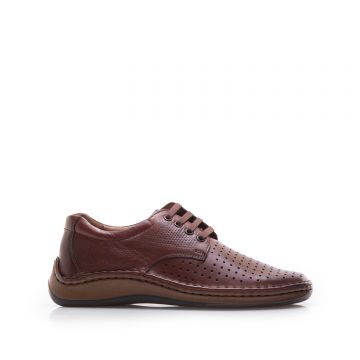 Pantofi casual barbati din piele naturala,Leofex - 594-1 Cognac Box