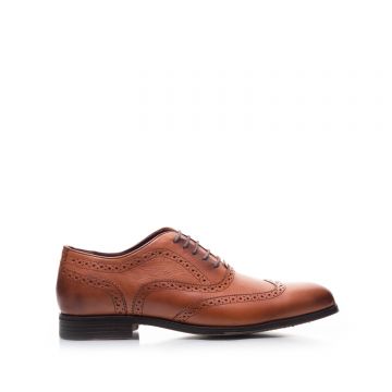 Pantofi eleganţi bărbaţi din piele naturală, Leofex - 659 Cognac Box