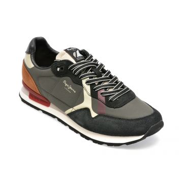 Pantofi PEPE JEANS negri, MS30984, din piele intoarsa si material textil