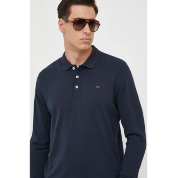 Pepe Jeans longsleeve din bumbac Jimmy culoarea albastru marin, neted