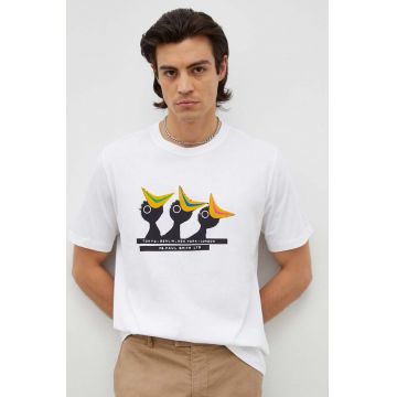 PS Paul Smith tricou din bumbac culoarea alb, cu imprimeu