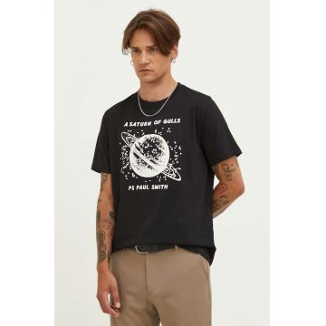 PS Paul Smith tricou din bumbac culoarea negru, cu imprimeu