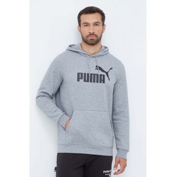 Puma bluza barbati, culoarea gri, cu glugă, cu imprimeu