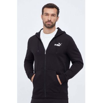 Puma bluza barbati, culoarea negru, cu glugă, neted