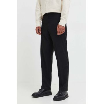 Samsoe Samsoe pantaloni bărbați, culoarea negru, drept