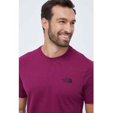 The North Face tricou din bumbac culoarea violet, neted