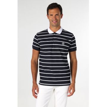 Tricou polo de bumbac cu dungi