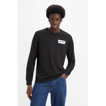Bluza de bumbac cu maneci lungi si imprimeu logo