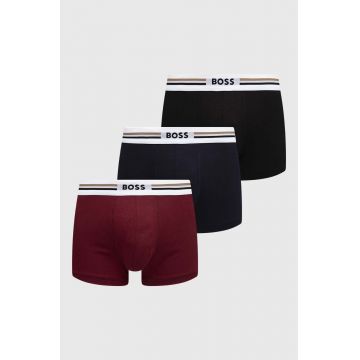 BOSS boxeri 3-pack bărbați, culoarea bordo 50492200