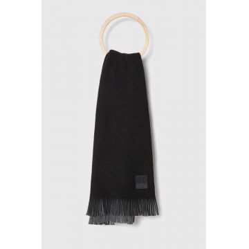 BOSS esarfa de lana culoarea negru, neted