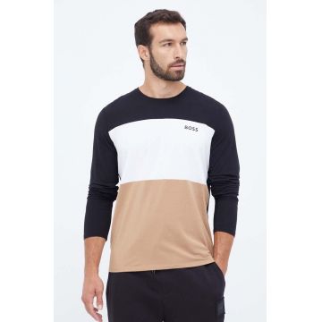 BOSS longsleeve barbati, culoarea negru, modelator