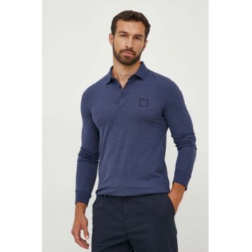 BOSS longsleeve CASUAL bărbați, culoarea bleumarin, melanj 50472681