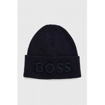 Boss Orange caciula din amestec de lana BOSS ORANGE culoarea albastru marin, din tricot gros