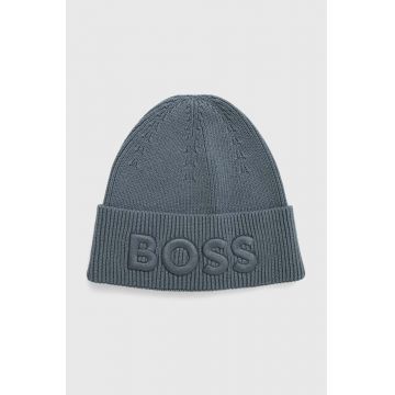 Boss Orange caciula din amestec de lana BOSS ORANGE culoarea verde, din tricot gros