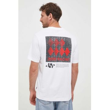 Boss Orange tricou din bumbac BOSS ORANGE culoarea alb, cu imprimeu