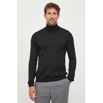 BOSS pulover de lână culoarea negru, light, cu guler, 50468262