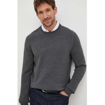 BOSS pulover din amestec de lana barbati, culoarea gri