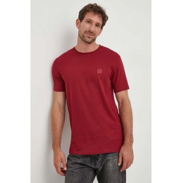 BOSS tricou din bumbac BOSS CASUAL culoarea bordo, neted