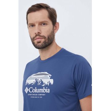 Columbia tricou sport Columbia Hike culoarea albastru marin, cu imprimeu