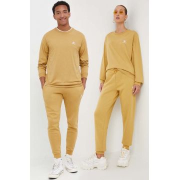 Converse longsleeve din bumbac culoarea maro, neted