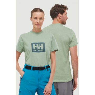 Helly Hansen tricou din bumbac culoarea verde, cu imprimeu 53285-096