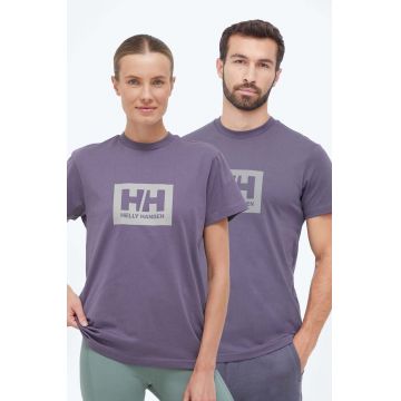 Helly Hansen tricou din bumbac culoarea violet, cu imprimeu 53285-096