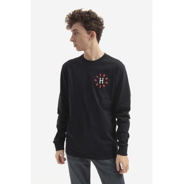 HUF longsleeve din bumbac 12 Galaxies Longsleeve culoarea negru, cu imprimeu