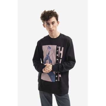 HUF longsleeve din bumbac Light Up Jacquard Longsleeve culoarea negru, cu imprimeu