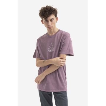 HUF tricou din bumbac Dyed T-Shirt culoarea violet, cu imprimeu TS01807-GREEN