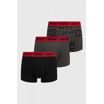 HUGO boxeri 3-pack barbati, culoarea gri