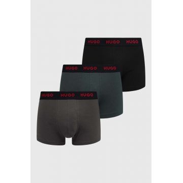 HUGO boxeri 3-pack barbati, culoarea verde