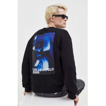 Karl Lagerfeld Jeans bluza barbati, culoarea negru, cu imprimeu