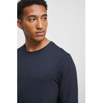 Medicine longsleeve barbati, culoarea albastru marin, neted