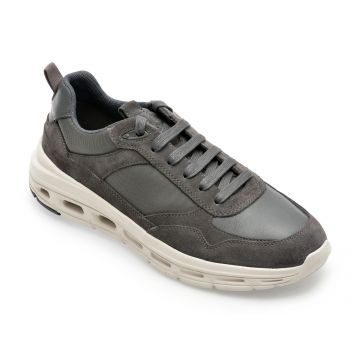 Pantofi GEOX gri, U36FQA, din piele naturala si material textil