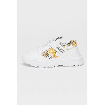 Pantofi sport cu logo si garnituri de piele