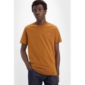 Tricou din bumbac cu decolteu la baza gatului