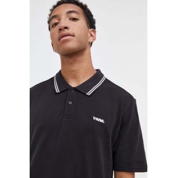 Vans polo de bumbac culoarea negru, neted