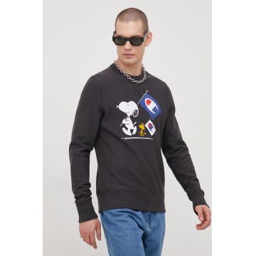 Champion hanorac de bumbac 217798 barbati, culoarea gri, cu imprimeu