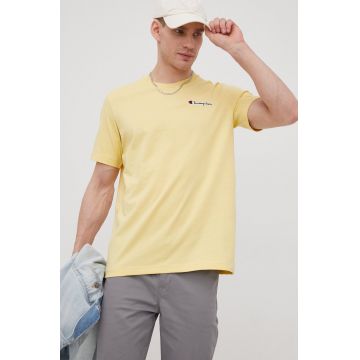 Champion tricou din bumbac 217813 culoarea galben, cu imprimeu