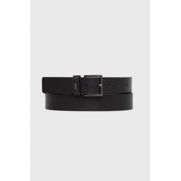 HUGO curea de piele barbati, culoarea negru