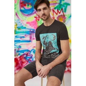 Medicine tricou din bumbac culoarea gri, cu imprimeu