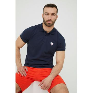 Rossignol polo de bumbac culoarea albastru marin, neted